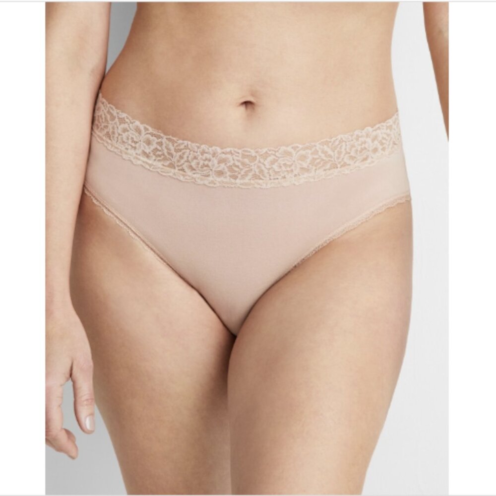 State of Day Women's Cotton Blend Lace-Trim Hipster Underwear, Nude Blush, NWT